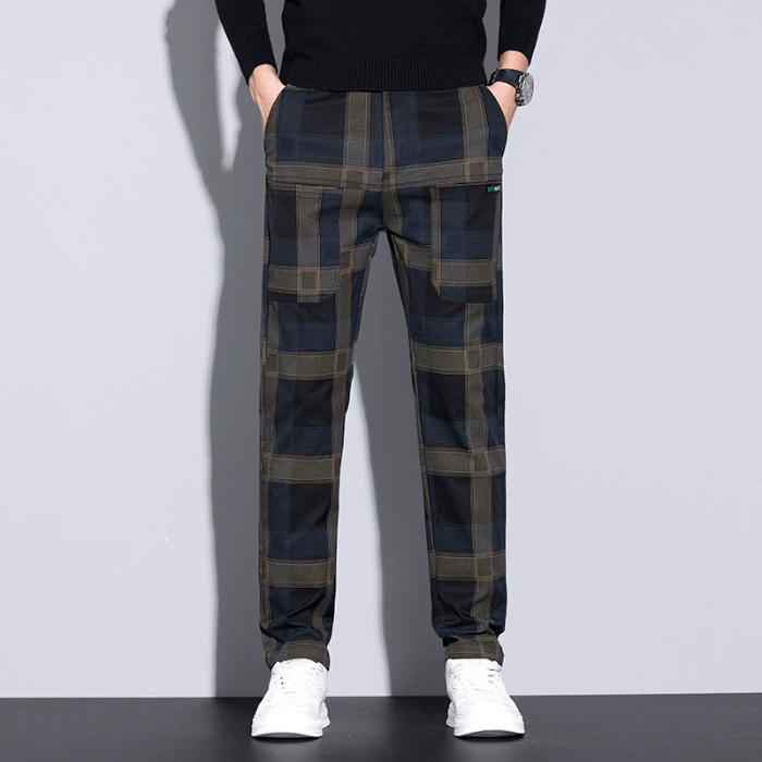 Streetwear Brand Tags - 남성용 체크무늬 바지 – 슬림핏 캐주얼