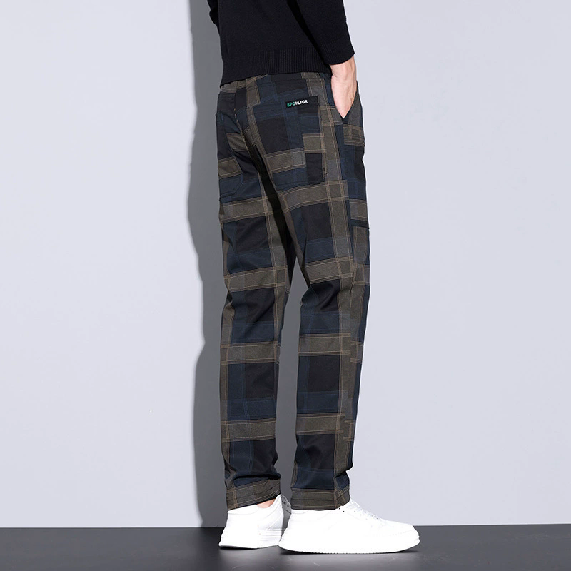 남성용 체크무늬 바지 – 슬림핏 캐주얼 바지, 봄 여름 - Streetwear Brand Tags 리뷰 및 가격