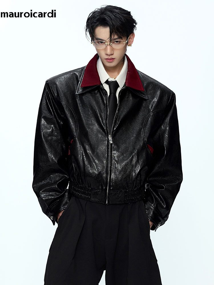 Mauroicardi 봄 가을 패치 워크 짧은 뱀 가죽 - Streetwear Clothing Brand 리뷰 및 가격